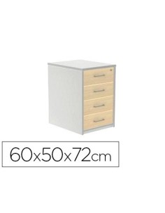CAJONERA ROCADA CON CUATRO CAJONES SERIE STORE 60X50X72 CM ACABADO AB04 ALUMINIO/BLANCO