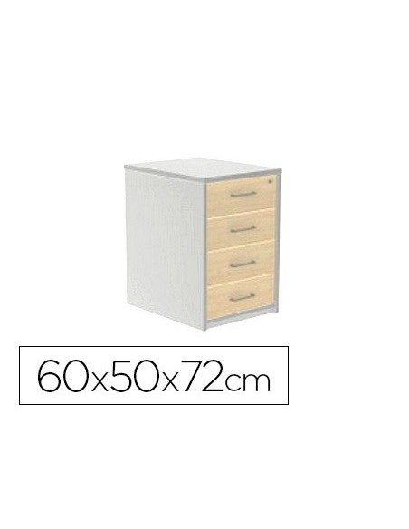 CAJONERA ROCADA CON CUATRO CAJONES SERIE STORE 60X50X72 CM ACABADO AB04 ALUMINIO/BLANCO