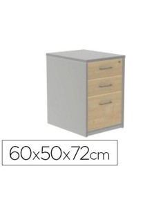 CAJONERA ROCADA CON TRES CAJONES SERIE STORE 60X50X72 CM ACABADO AB04 ALUMINIO/BLANCO