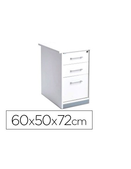 CAJONERA ROCADA CON TRES CAJONES SERIE STORE 60X50X72 CM ACABADO AW04 BLANCO/BLANCO