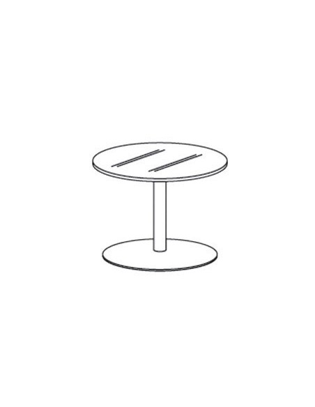 MESA DE CENTRO ROCADA MEETING 3007AT02 ESTRUCTURA CROMADA TABLERO MADERA GRIS ALTURA 50 CM DIAMETRO 50 CM