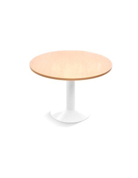 MESA DE REUNION ROCADA MEETING 3005ATW02 ESTRUCTURA COLUMNA ACERO BLANCO TABLERO MADERA GRIS 100 CM DIAMETRO