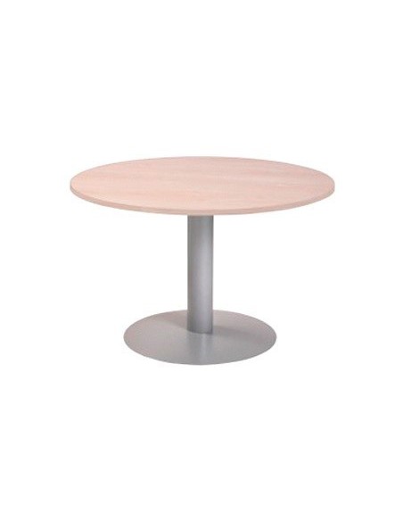 MESA DE REUNION ROCADA MEETING 3006AT05 ESTRUCTURA COLUMNA ACERO GRIS TABLERO MADERA HAYA 120 CM DIAMETRO