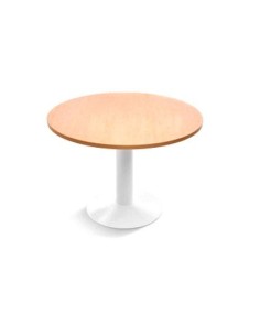 MESA DE REUNION ROCADA MEETING 3006ATW02 ESTRUCTURA COLUMNA ACERO BLANCO TABLERO MADERA GRIS 120 CM DIAMETRO