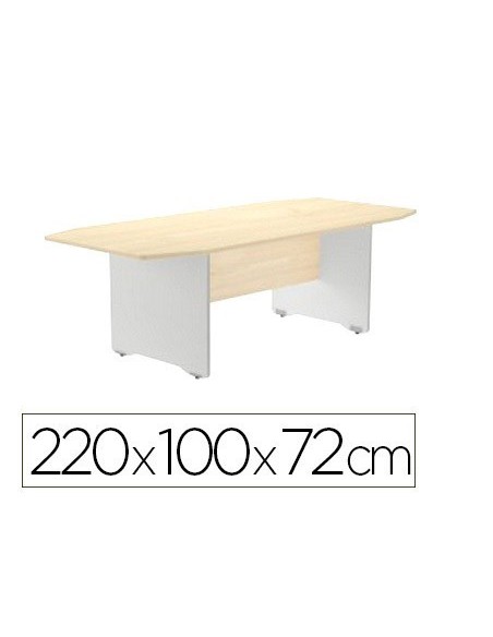MESA DE REUNION ROCADA MEETING 3003AB01 ESTRUCTURA MADERA GRIS ALUMINIO TABLERO MADERA HAYA 220X100X72 CM