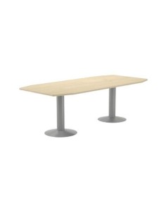 MESA DE REUNION ROCADA MEETING 3003AT04 ESTRUCTURA COLUMNA DOBLE ACERO GRIS TABLERO MADERA BLANCO