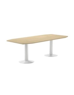 MESA DE REUNION ROCADA MEETING 3003ATW01 ESTRUCTURA COLUMNA DOBLE ACERO BLANCO TABLERO MADERA HAYA