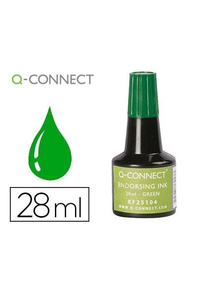 TINTA TAMPON Q-CONNECT VERDE FRASCO DE 28 ML