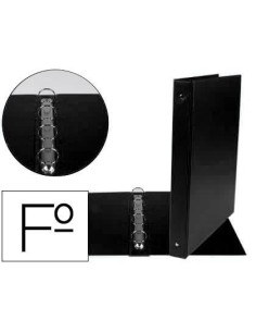 CARPETA LIDERPAPEL 4 ANILLAS 25 MM REDODAS PLASTICO FOLIO COLOR NEGRO