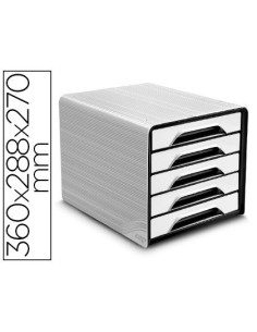 FICHERO CAJONES DE SOBREMESA CEP 5 CAJONES BLANCO/NEGRO 360X288X270 MM
