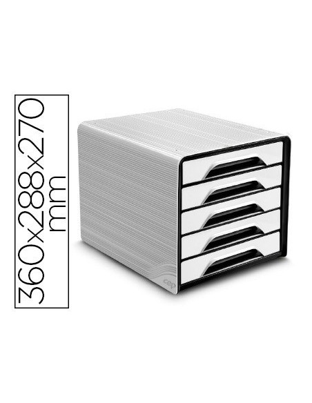 FICHERO CAJONES DE SOBREMESA CEP 5 CAJONES BLANCO/NEGRO 360X288X270 MM