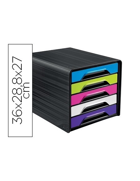 FICHERO CAJONES DE SOBREMESA CEP 5 CAJONES NEGRO/MULTICOLOR FLASHY 360X288X270 MM