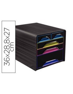 FICHERO CAJONES DE SOBREMESA CEP 5 CAJONES MIXTOS NEGRO/MULTICOLOR 360X288X270 MM