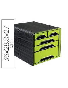 FICHERO CAJONES DE SOBREMESA CEP 5 CAJONES MIXTOS VERDE/NEGRO 360X288X270 MM