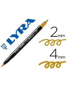 ROTULADOR LYRA AQUA BRUSH ACUARELABLE DOBLE PUNTA FINA Y PINCEL OCRE DORADO