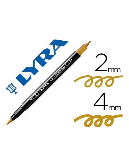 ROTULADOR LYRA AQUA BRUSH ACUARELABLE DOBLE PUNTA FINA Y PINCEL OCRE DORADO