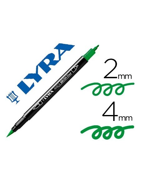 ROTULADOR LYRA AQUA BRUSH ACUARELABLE DOBLE PUNTA FINA Y PINCEL VERDE