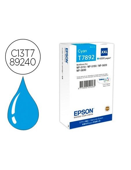 INK-JET EPSON T7892XXL WF-5110 / 5190 / 5620 / 5690 CIAN ALTA CAPACIDAD