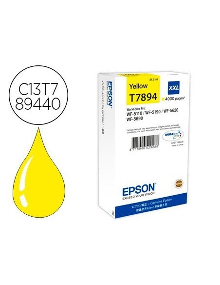 INK-JET EPSON T7894XXL WF-5110 / 5190 / 5620 / 5690 AMARILLO ALTA CAPACIDAD