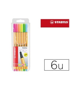 ROTULADOR STABILO PUNTA DE FIBRA POINT 88 BLISTER 6 COLORES SURTIDOS NEON