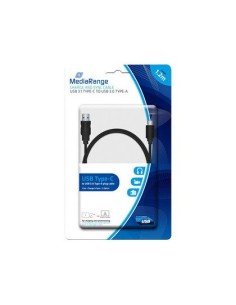 CABLE USB 3.1 TIPO C A USB 3.0 TIPO A MEDIARANGE LONGITUD DEL CABLE 1.2 MT NEGRO
