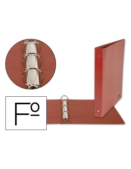 CARPETA DE 4 ANILLAS 40MM REDONDAS LIDERPAPEL FOLIO CARTON CUERO