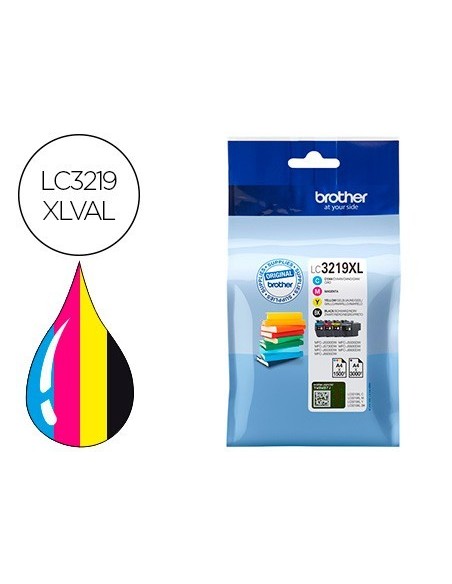 INK-JET BROTHER LC3219XLVAL MULTIPACK 4 COLORES NEGRO / AMARILLO / CIAN / MAGENTA ALTA CAPACIDAD 3000 PAG NEGRO