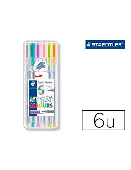 ROTULADOR STAEDTLER TRIPLUS FINELINER MY PASTEL ESTUCHE DE 6 UNIDADES COLORES SURTIDOS