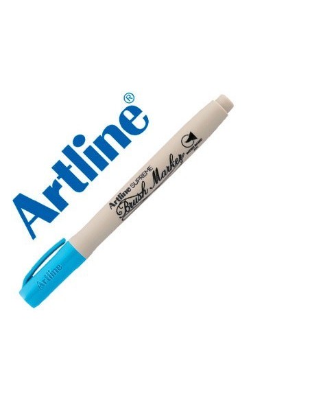 ROTULADOR ARTLINE SUPREME BRUSH PINTURA BASE DE AGUA PUNTA TIPO PINCEL TRAZO VARIABLE CELESTE