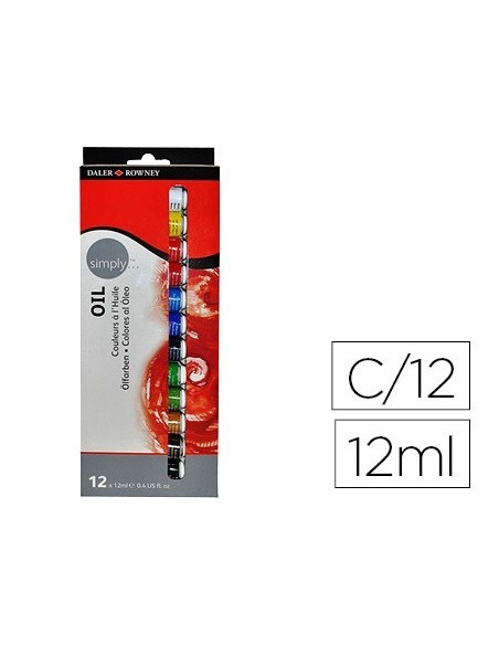 PINTURA OLEO DALER ROWNEY SIMPLY CAJA DE 12 COLORES SURTIDOS TUBO DE 12 ML