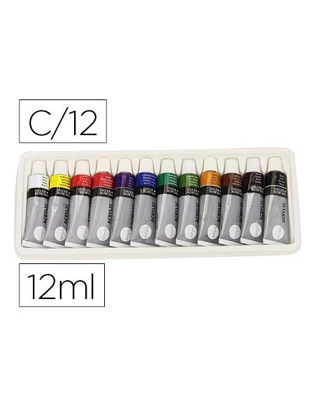 PINTURA ACRILICA DALER ROWNEY SIMPLY CAJA DE 12 COLORES SURTIDOS TUBO DE 12 ML