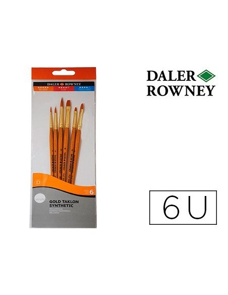 PINCELES DALER ROWNEY SIMPLY ART SINTENTICO MANGO CORTO DORADO BLISTER DE 6 UNIDADES