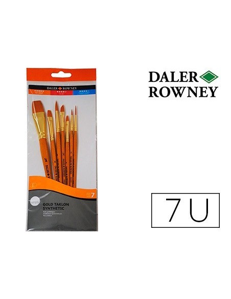 PINCELES DALER ROWNEY SIMPLY ART SINTENTICO MANGO CORTO DORADO BLISTER DE 7 UNIDADES