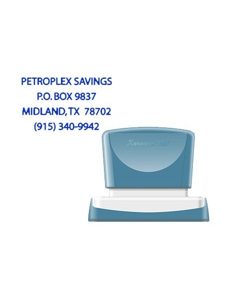 SELLO X'STAMPER QUIX PERSONALIZABLE COLOR AZUL MEDIDAS 36X61 MM Q-16