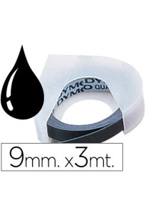 CINTA DYMO 3D 9 MM X 3 MT NEGRA TRADICIONAL