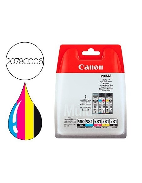 INK JET CANON PGI-580/CLI-581 PIXMA PARA TS6150 / TS8150 / TR7550 / TR8550 MULTIPACK NEGRO AMARILLO CIAN MAGENTA