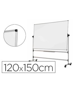 PIZARRA BLANCA BI-OFFICE BLANCA DE ACERO VITRIFRICADO VOLTEABLE DOBLE CARA 120X150 CM