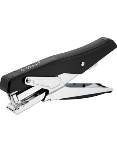 GRAPADORA Q-CONNECT METALIZADA Y NEGRA DE TENAZA TACTO SUAVE CAPACIDAD 25 HOJAS USA GRAPAS 24/6 Y 26/6