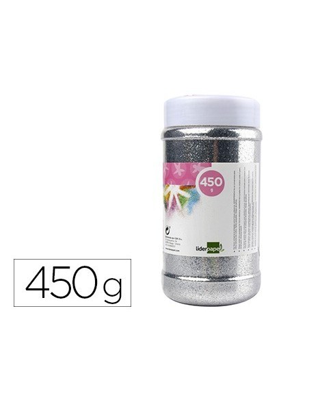 PURPURINA LIDERPAPEL FANTASIA COLOR PLATA METALIZADO BOTE DE 450 GR