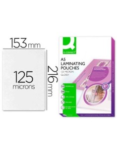 BOLSA DE PLASTIFICAR Q-CONNECT 153 X 216 MM DIN A5 125 MC AUTOADHESIVAS CAJA DE 100 UNIDADES