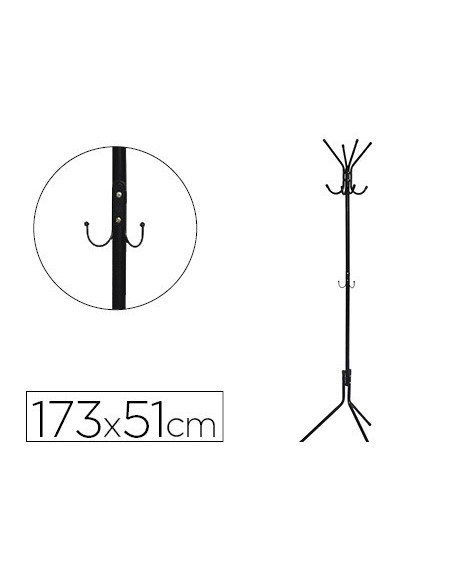 PERCHERO METALICO Q-CONNECT NEGRO 8 COLGADORES 173X51 CM