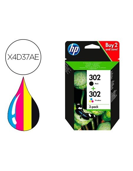INK-JET HP 302 DESKJET 11XX / 21XX / 36XX ENVY 45XX / OFFICEJET 38XX / 46XX / 52XX PACK MULTICOLOR NEGRO