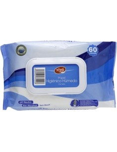 TOALLITA HUMEDA VIVO PARA WC PAQUETE CON TAPA DE 60 UNIDADES