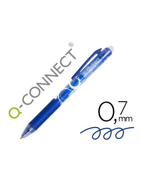 BOLIGRAFO Q-CONNECT RETRACTIL BORRABLE 0,7 MM COLOR AZUL