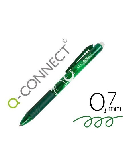 BOLIGRAFO Q-CONNECT RETRACTIL BORRABLE 0,7 MM COLOR VERDE