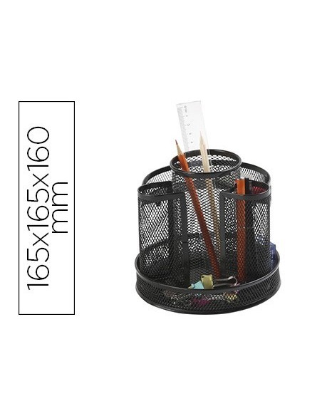 ORGANIZADOR SOBREMESA Q-CONNECT KF17294 METALICO GIRATORIO REJILLA NEGRA 165X165X160 MM