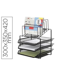 BANDEJA CLASIFICADORA SOBRES Q-CONNECT KF17296 METALICA REJILLA NEGRA 3 BANDEJAS 300X350X420 MM