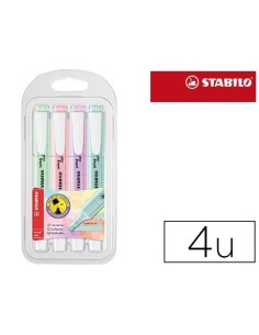 ROTULADOR STABILO FLUORESCENTE SWING COOL COLOR PASTEL BOLSA DE 4 UNIDADES COLORES SURTIDOS