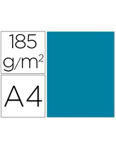CARTULINA GUARRO DIN A4 AZUL CARIBE 185 GR PAQUETE DE 50 HOJAS