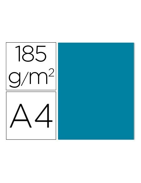 CARTULINA GUARRO DIN A4 AZUL CARIBE 185 GR PAQUETE DE 50 HOJAS